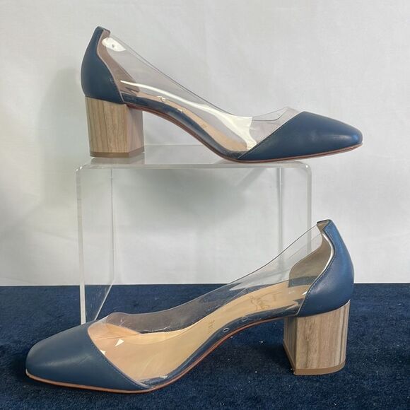 Christan Louboutin Blue Clear Wood Heels Shoes
